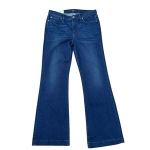 7 For All Mankind Women's‎ Dark Wash Mid Rise Dojo Trouser Flare Jeans, Size 31
